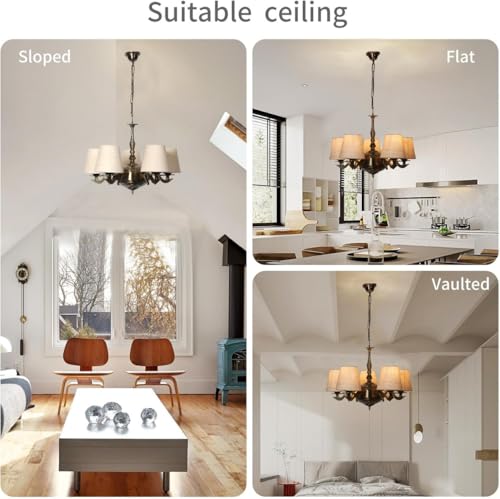 Image of Devansh 05 Lights White Jute conical Shade with Antique Golden Chandelier