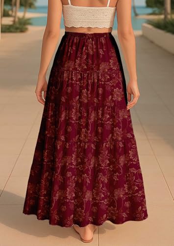 Women’s Cotton Resort Skirt with Pockets | Tiered Maxi Summer Skirt | 40-Inch Vacation Wear | Flowy Vacation Outfit4