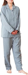 [こだわり安眠館] パジャマ レディース 綿100 【今治タオルの産地で生まれたガーゼのパジャマ】 長袖 長ズボン 2重ガーゼ 快眠ラボ 今治ガーゼタオル 今治タオルブランド認定 ナイトウェア 母の日 秋 冬 衿付き ボタン 前開き 婦人 コットン 綿100％