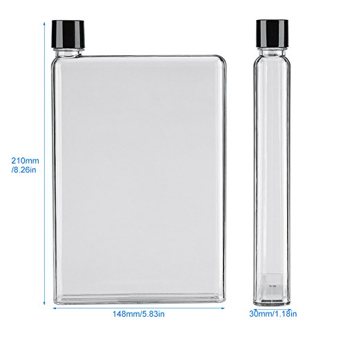 Platte Slanke Waterfles, 750 Ml Lekvrije Platte Slanke Waterflessen Plastic Transparante Draagbare Sapbekers(wit) - Image 3