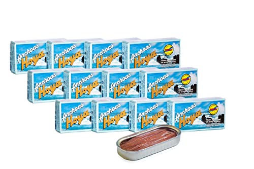 Hoya Santoña Anchoas del Cantábrico - Pack de 12 latas de 49g/Aprox.8 filetes. Elaboración Artesana con bocartes del Cantábrico en Aceite de Oliva. (49g (Paquete de 12))