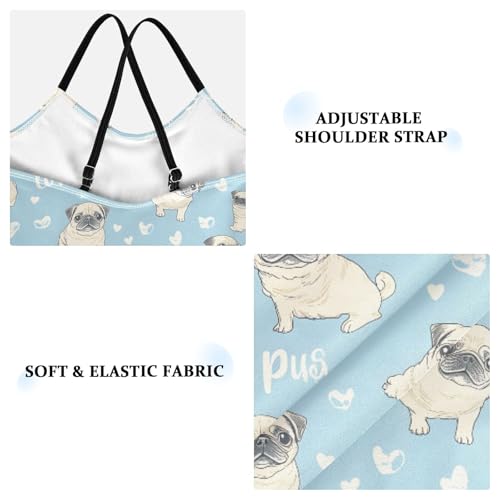 ALAZA Pug Dog Blue Cartoon Girls Swimsuit Bathing Suit Beach Swimwear One Piece 3-10T3