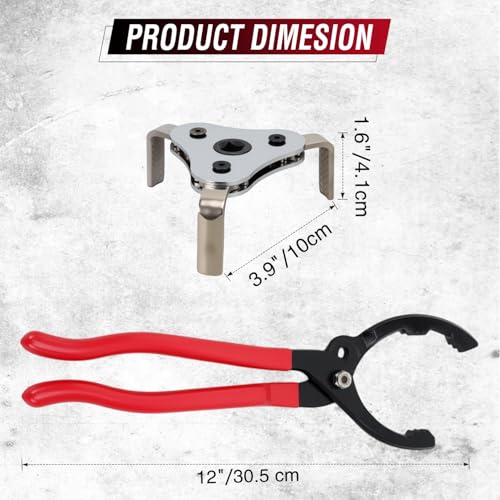 GOOACC Oil Filter Wrench Set, Oil Filter Pliers & 3-Jaw Removal Tool, Adjustable Universal Heavy Duty Carbon Steel Wrench for Cars Motorcycles Trucks, 2-Piece - Thumbnail 2