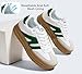 LUCKY STEP Women's Platform Gum Thick Sole Fashion Sneakers Classic Retro Rubber Low Top Casual Tennis Skate Walking Shoes(White/Green,7)
