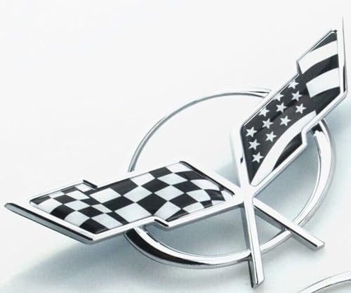 Image of 1x 1997-2004 Corvette C5 Rear Cross Flags Emblem 3D Deck Lid Badge Nameplate Sticker Fit for Corvette (US Flag-Chrome /Black)