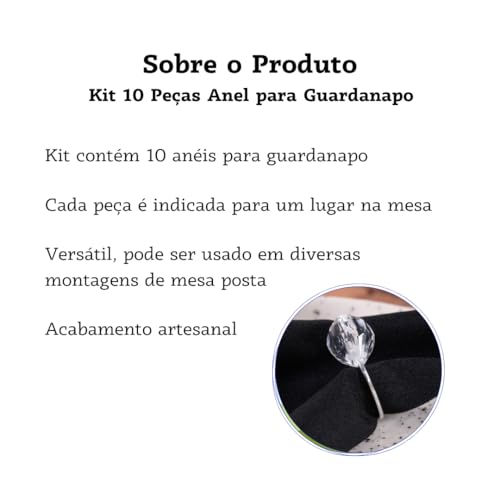 Kit Anel de Guardanapo para Mesa Posta 10 Peças | Argola para Guardanapo Porta Guardanapo Mesa Posta