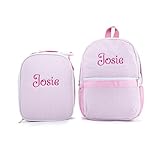 MT WORLD Kids' Backpacks with Lunch Bag Set,Personalized Toddler Backpacks and Lunchboxes with Embroidered Name,Kids Daycare Daypack with Lunchbags,Seersucker Toddler Bookbag and Lunchbags
