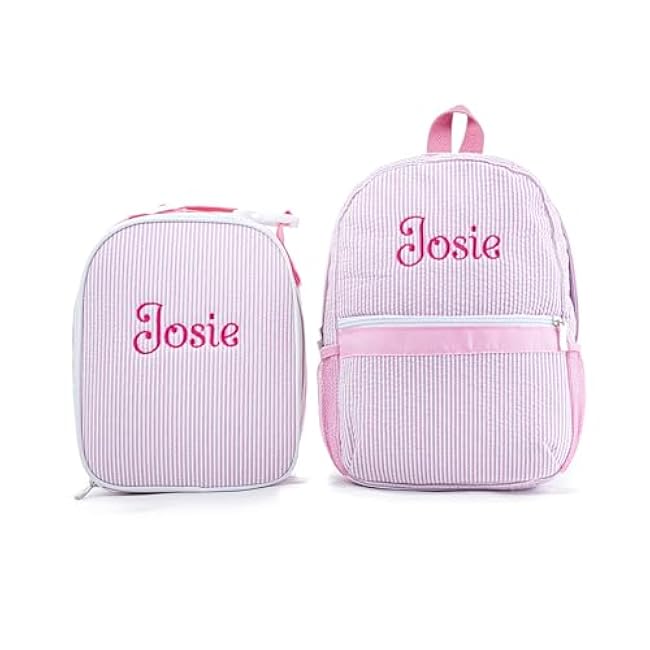 MT WORLD Daycare Backpacks with Lunch Boxes Set,Personalized Checkered Backpacks and Lunchboxes,Travel Daypack with Lunch Bag,Purple Checkered Daypack Lunchbags Set