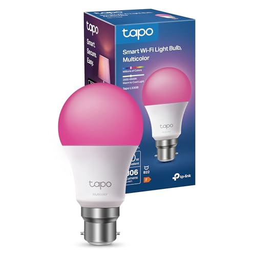 Tapo L530BA B22 Smart Bulb, Alexa Light Bulb, WiFi Smart Light Bulb, Multicolour, Dimmable, 8.3W (60W), Schedule and Timer, Away Mode, Energy Saving,
