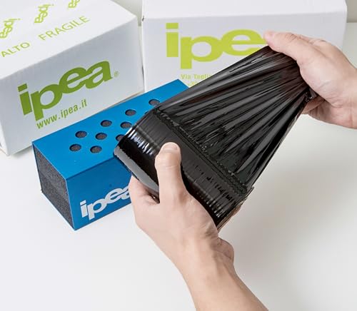 IPEA Stretchfolie Schwarz Strechfolienrolle für Verpackungen – 150 Meter x 12 cm – Made in Italy – Rolle zum Schutz, Verpackung von Gegenständen beim Transport – Wickelfolie - Reißfest