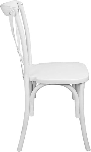 Miniatura 4 de Flash Furniture Paquete de 2 sillas Advantage de resina blanca con respaldo en X