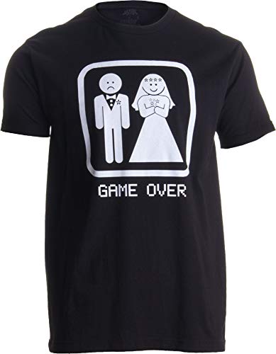 GAME OVER Adult Unisex T-shirt / Groom Gift / Bachelor Party Wedding Funny Tee Shirt,XL