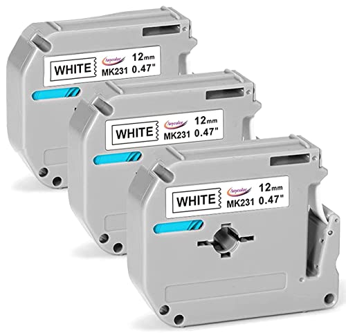 Substituição de Fita de Etiqueta para Fita Brother P-touch M-231, Fita P-touch padrão de 12 mm, Pret