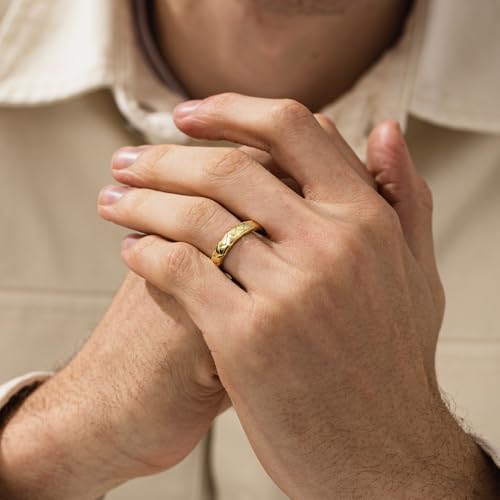 Unique Dragon Skin Mens Wedding Band in 925 Silver, Handcrafted 925 Sterling Silver Rings For Men or Women, Minimalist Men Jewelry, Polished Gold Plated Rings, Ideal Mens Promise Band or Gifts For Him3