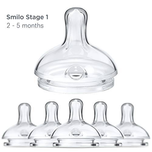 Smilo Anti-Colic Bottle Nipple, Slow Flow 2M+, Stage 1 Suitable From 2 To 5 Months, Smooth Flow Anti-Colic (Pack Of 6) #TOP1