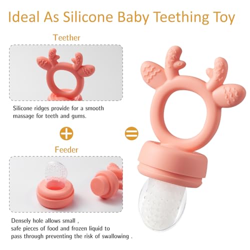 Image of Baby Fruit Food Feeder with Breastmilk Popsicle Molds,Teething Toys Silicone Teethers for Babies 3-12 Months for Baby Feeding Gift