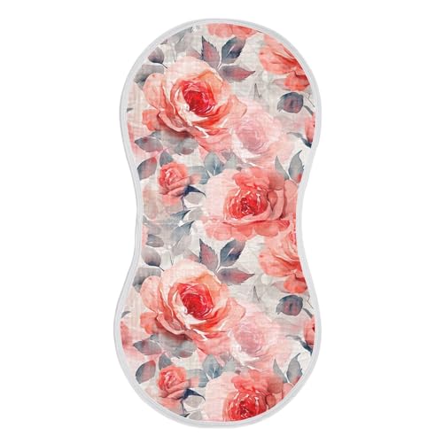 xigua Watercolor Rose Floral Baby Burp Cloths for Newborn Boys and Girls 1 Pack, Soft & Absorbent Cotton Baby Burp Cloth, Baby Washcloths, Newborn Towel, Burp Rags
