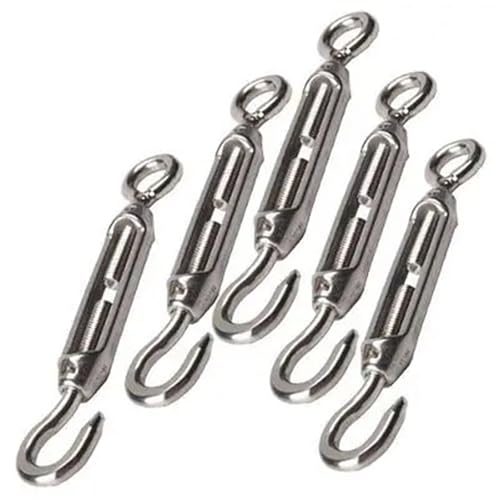 Turn Buckle Bolt 10PCS acero inoxidable 5PCS 304 Gancho y Ojo Tensionador para cable de cuerda balustrada Hardware Kit miniatura 2