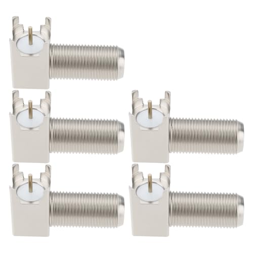Connecteur de prise F coudé à 90° en cuivre 4 broches pour montage sur panneau x5