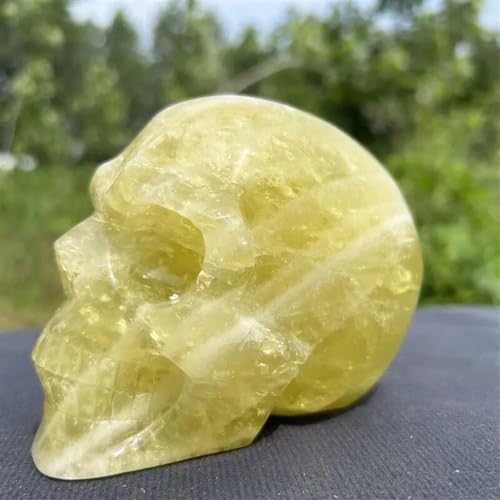 Cuarzo amarillo calavera de cristal mineral natural tallada para decoración 6