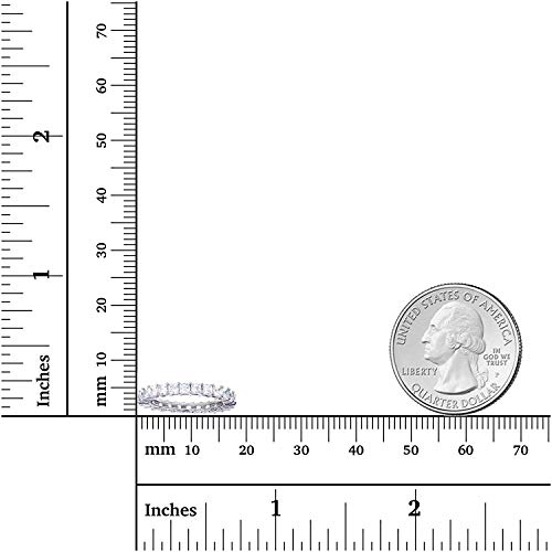 Sterling Silver 925 Rhodium Plated 2.50mm Princess Square Cut Eternity Band | Simulated Diamond Cubic Zirconia | Eternity Band Ring for Women | Gold Ring for Women | Stackable Ring | Engagement Band |3