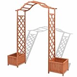  mewmewcat Pérgola para Jardin con 2 Jardineras,Arco de Jardin para Plantas Arco para Rosas,Decoración para Jardín Balcón Patio,Madera Maciza,180x40x205cm