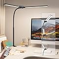 KableRika Desk Lamp for Office Home: Double Head Led Desk Light with Clamp - Eye Caring Architect Lamps with Remote - Desktop Lighting for Monitor Workbench Study Reading