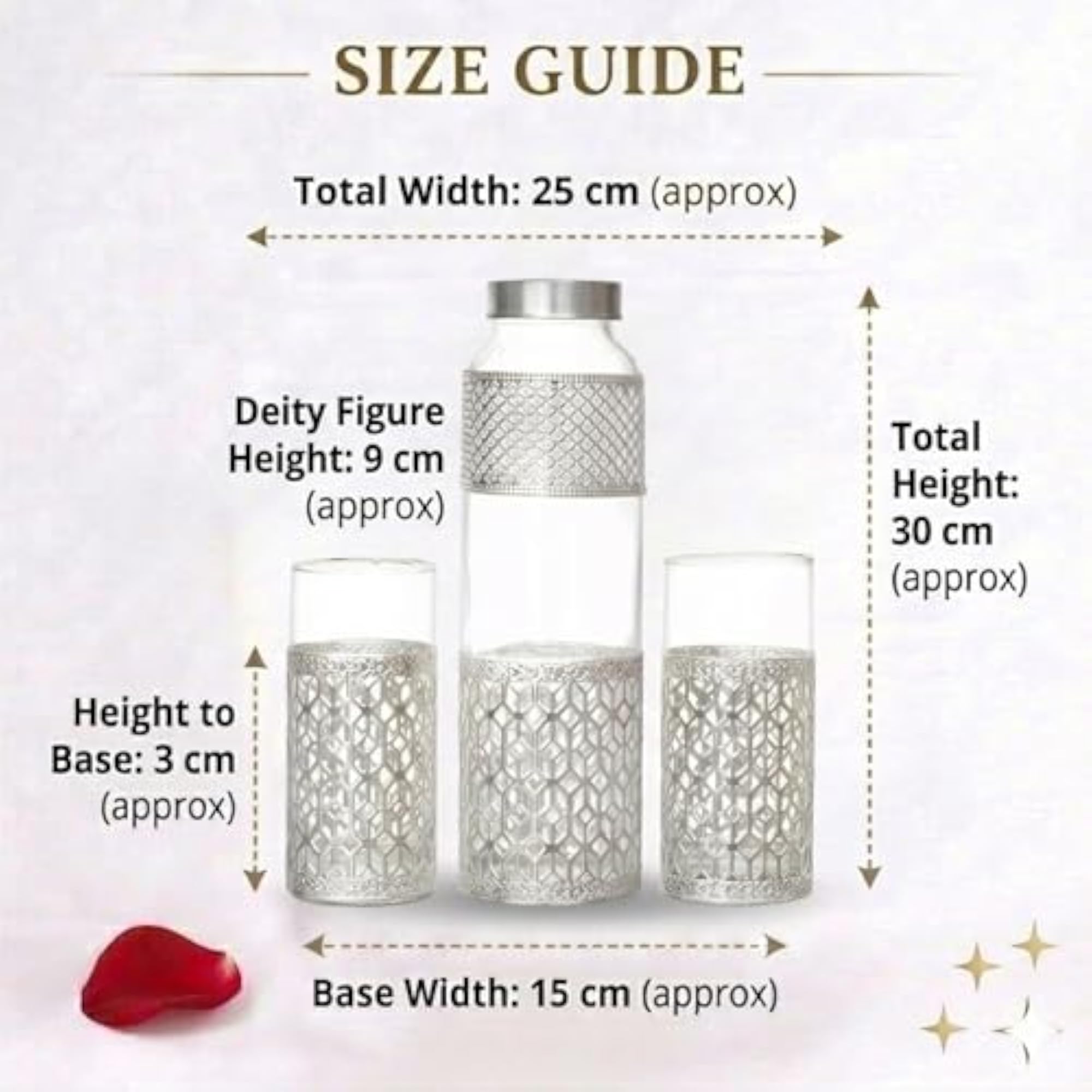 Royal Silver Plated Glass Water Bottle Set with 2 Glasses