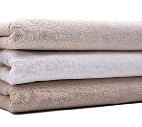 【SRrabbit】 綿 麻 コットン リネン ハンドメイド DIY 手芸用 生地 1m~5m 幅155㎝ (2m・ 濃いベージュ)