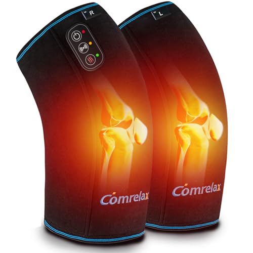 Knee Massager with Heat & Vibration, Heating Pad for Knee Pain Relief, Heating Pad for Leg Pain, Leg Massager, 3 Vibration Modes 3 Heat Levels, AC Adapter Heating Faster (No Battery)