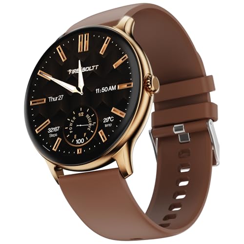 Image of Fire-Boltt Phoenix Pro Round Smart Watch 1.39″ HD Display with Bluetooth Calling, AI Voice Assistant, SpO2 & Heart Rate Monitor, 120+ Sports Modes, Smartwatch for Men & Women - Mocha Mousee
