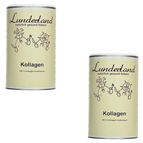 Lunderland Kollagen | Doppelpack | 2 x 600 g | Einzelfuttermittel für Hunde & Katzen | 100 % Kollagen Hydrolysat