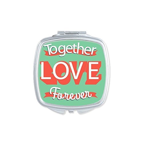Miroir de poche carré rouge et vert avec illustration amour pour Saint Valentin