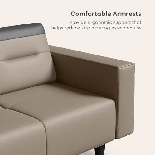 Image of Interio by Godrej Sofa Vespera 2 Seater Synthetic Leather Sofa for Living Room, 3-Years Warranty, Solid Wood, Peanut and Black