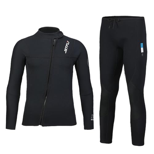 3mm Herren Neoprenanzug 2-Teiliges Set Neopren Tauchanzüge Frontreißverschluss Langarm Stretch Neoprenanzug Top & Hosen Tauchhose Männer Ultra Stretch Wetsuits für Tauchen Surfen Schnorcheln XL