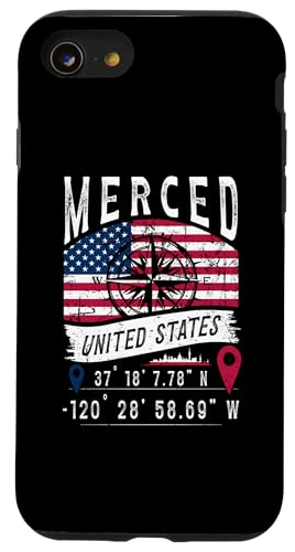 iPhone SE (2020) / 7 / 8 Merced United States Flag GPS Coordinates Merced Case