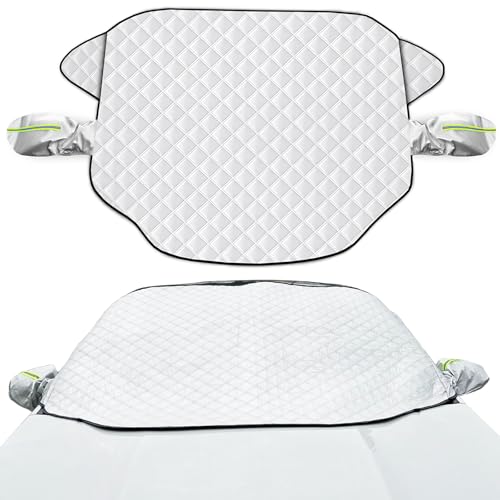 NewZC 193 x 126cm Protector Parabrisas Coche Cubierta Protección Parabrisas Invierno con Cubre Espejo Retrovisor - Universal Cubre Lunas Coche Delantero Exterior para Anti Hielo Nieve Lluvia Sol y UV