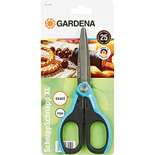 GARDENA SnipSnip X-Large: Convenient all-purpose scissors of rust-free stainless steel, for hobby or household, ideal for especially long, precise cuts, dishwasher safe (8705-20)