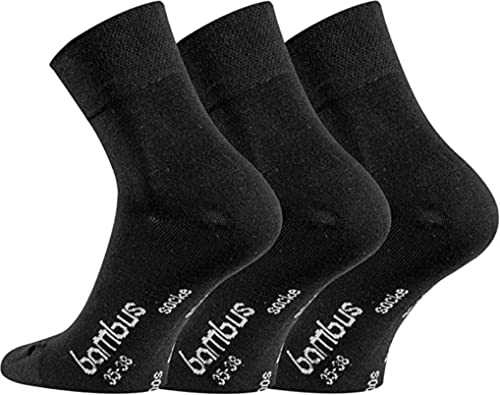 FussFreunde 6 Paar, extraweiche Bambus-Socken mit kurzem Schaft,Kurzsocken,Quarter Socken und zus&auml;tzlicher Garantie (as3, numeric, numeric_39, numeric_42, regular, regular, Schwarz)