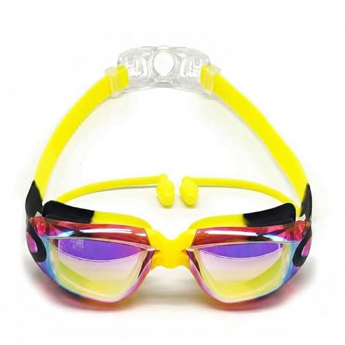 Image of BURNLAB Kids Mirrored Lens Swimming Goggles for Pool and Outdoor Swimming, Adjustable Fit, Boys and Girls (Yellow)