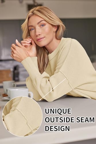 Image of LILLUSORY Women's Oversized Batwing Sweaters 2026 Fall Outfits Trendy Crewneck Knit Side Slit Fashion Pullover Tops
