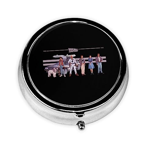 ピルケース バックトゥザフューチャー 携帯用 薬ケース 金属 くすりいれケース ピルボックス 薬箱 コンパクト 薬ポーチ 薬入れ おしゃれ 1日3回 かわいい 小型 丸型 小さい コンパクト 持ち運びやすい 小分け 仕切り付き 小物入れ 老人 子供旅行に便