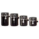 Home Basics 4PC Ceramic Canister Set W/Spoon (Black)