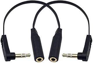 Maxhood 3.5mm Headphone Extension Cable, 2Pack 3.5mm Aux Extension Cable Flat Right Angle 1/8 inch 3.5mm Male to Female Audio Stereo Short Cable for Phones, Speakers,PS4 Headset & More, 6.8inch