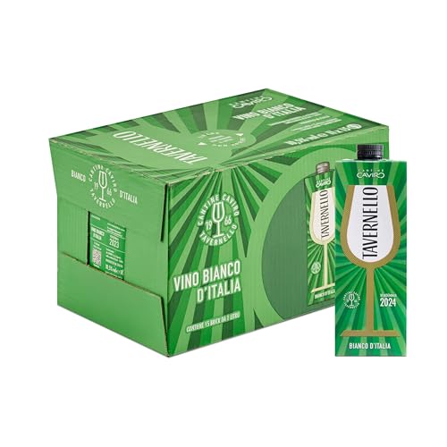 Tavernello Classico Vino Bianco d'Italia, Vino Secco con Profumi Fruttati, 10.5% Vol, Confezione con 15 Brik da 1 L
