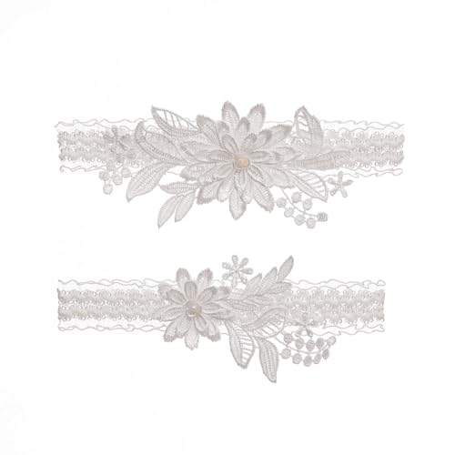 2 Pieces Bridal Wedding Garter Set for Bride with Stretchy Soft Lace Band4