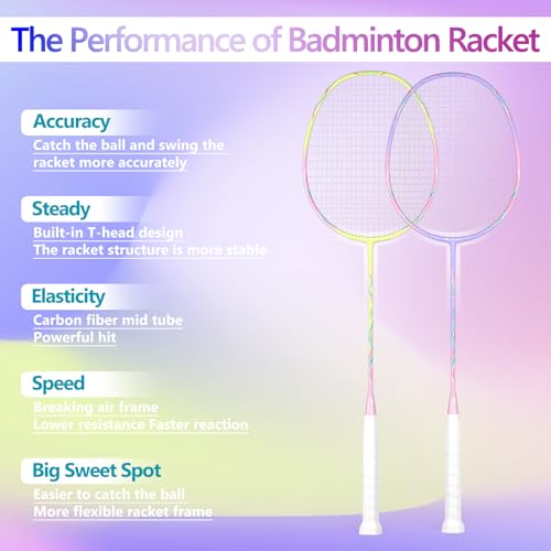Image of Professional Carbon Fiber Badminton Rackets Badminton Racquet for Backyards Gym