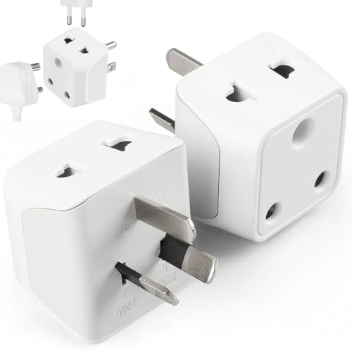 Image of Ceptics India to China, Australia Travel Adapter Plug - 2 in 1 New Zealand Adapter - Type I - CE Certified - RoHS Compliant - White - 2 Pack - Lifetime Limited Warranty