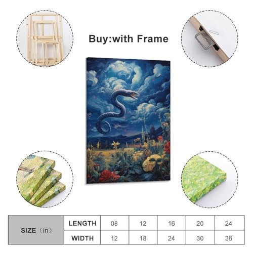 Tableau impression sur toile serpent décoration murale de maison 12x18" - 2