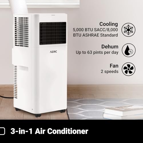 Aeric 5,000 BTU Portable Air Conditioner with Dehumidifier, Timer, White by Aeric - Used condition - Image 5